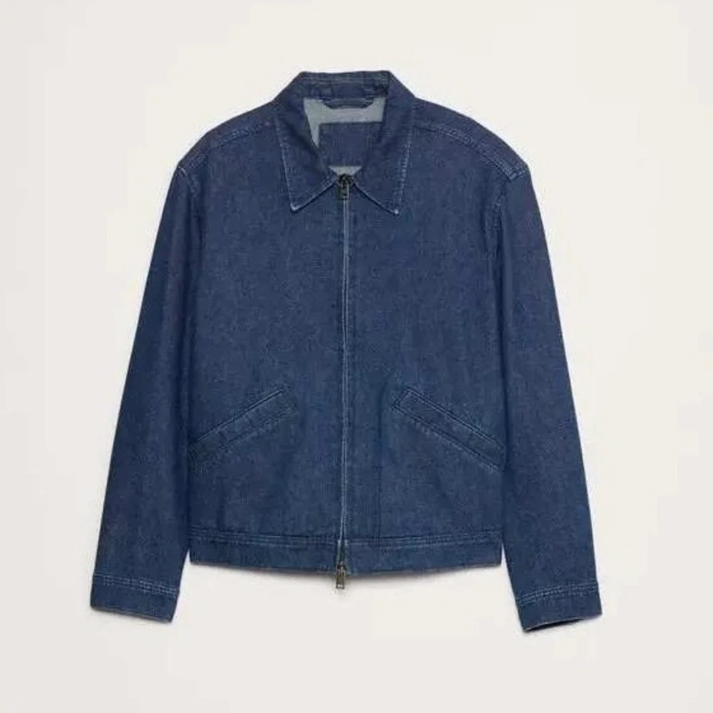Banana Republic Mens Blue Denim Zip Garage Jacket Small Workwear Harrington S‎